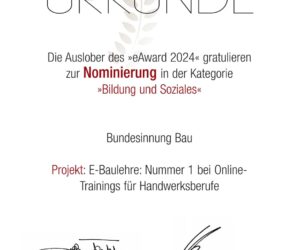 eAward 2024: Nominierung für E-Baulehre