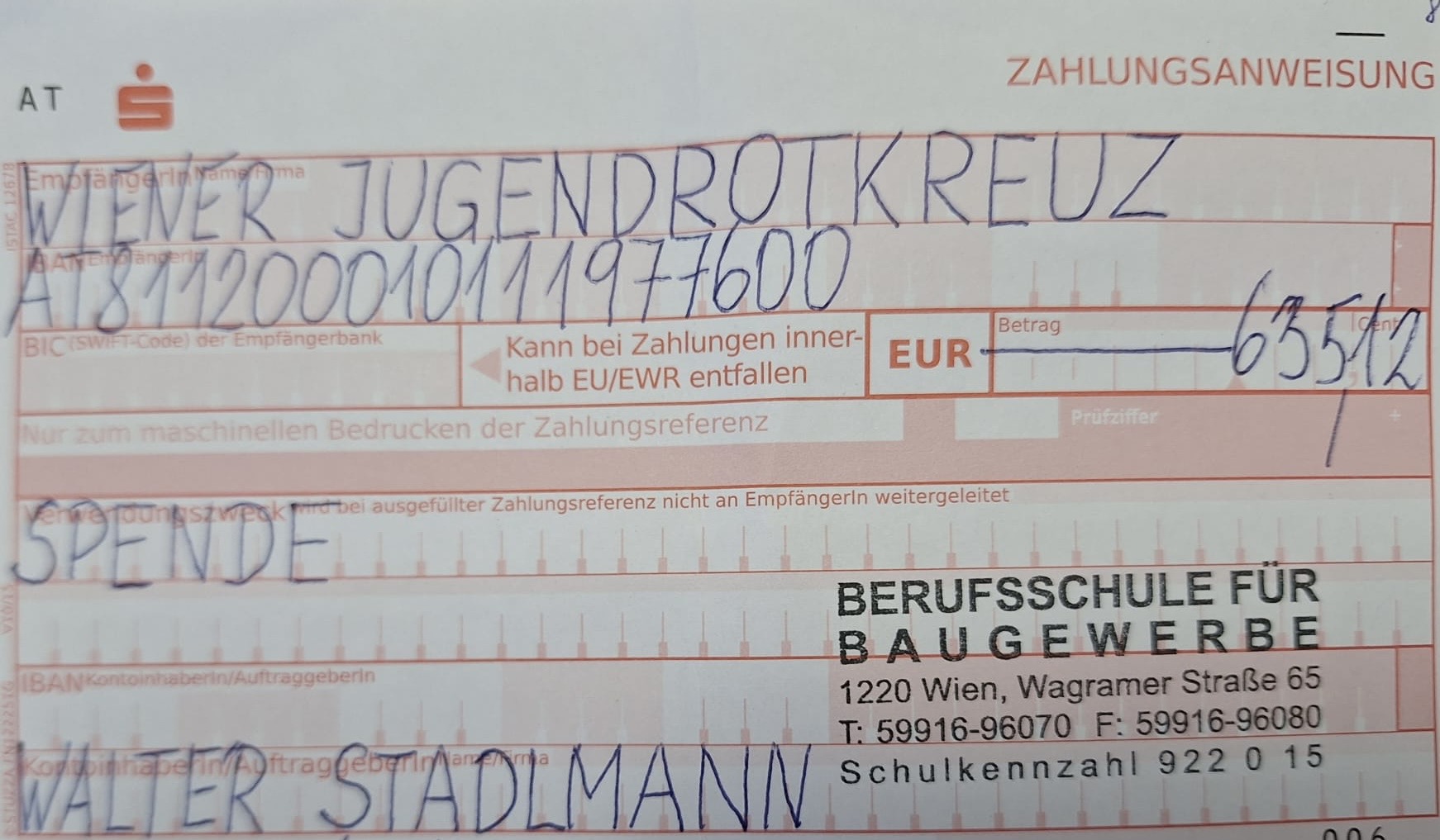 Spenden für das Jugendrotkreuz